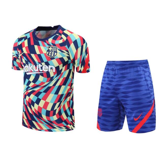 2021/22 Barcelona Camo Short Sleeve Training Kits Shirt + Shorts