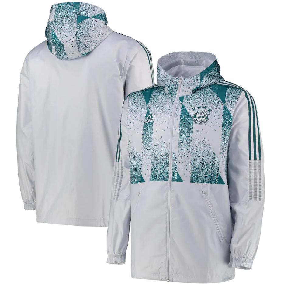 2021/22 Bayern Munich Grey Green Windbreaker Hoodie Jacket