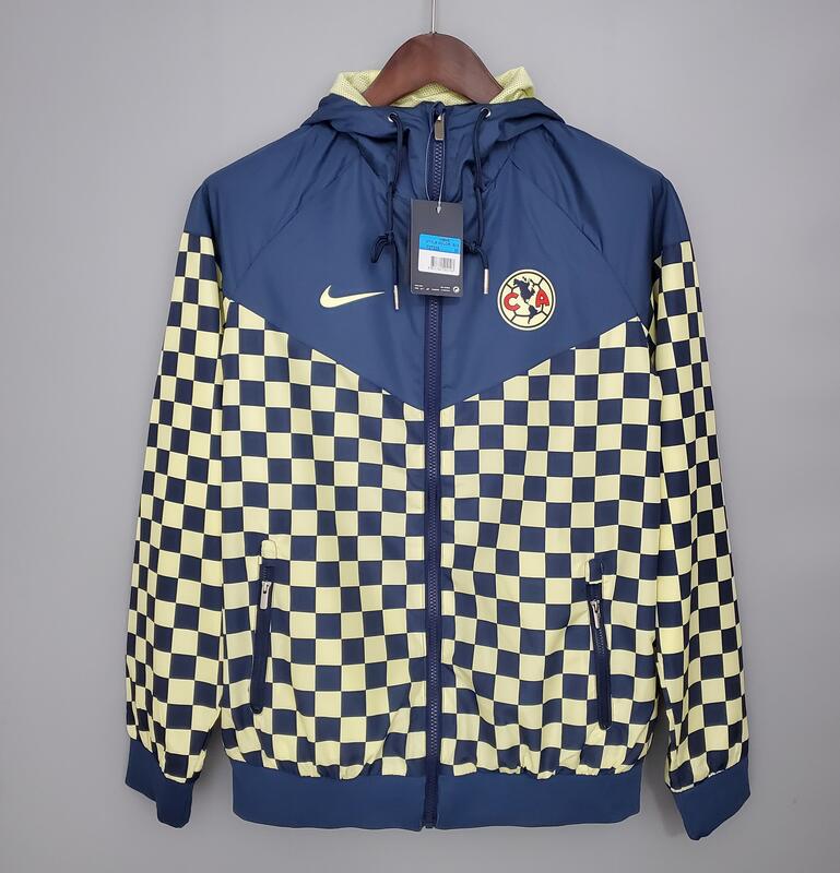 2021/22 Club America Navy Yellow Windbreaker Hoodie Jacket