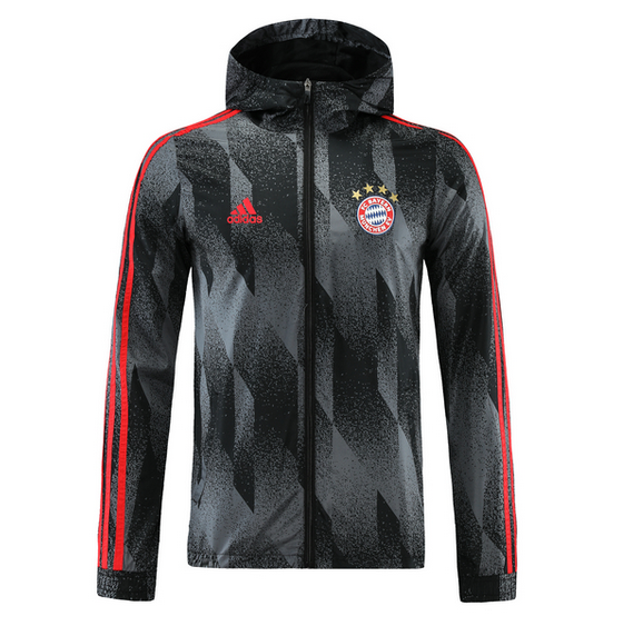 2021/22 Bayern Munich Black Grey Windbreaker Hoodie Jacket