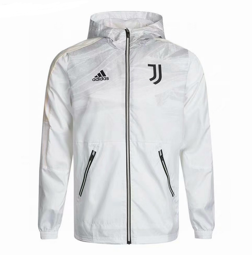 2021/22 Juventus White Windbreaker Hoodie Jacket