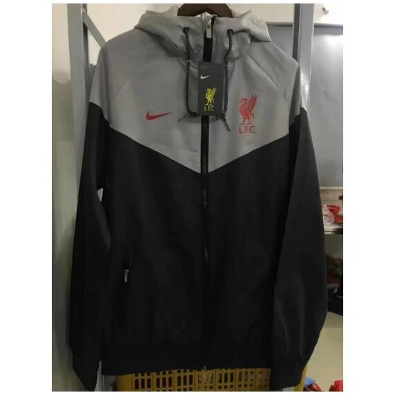 2021/22 Liverpool Grey Black Windbreaker Hoodie Jacket