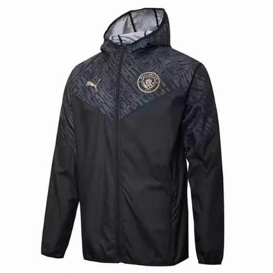 2021/22 Manchester City Black Windbreaker Hoodie Jacket