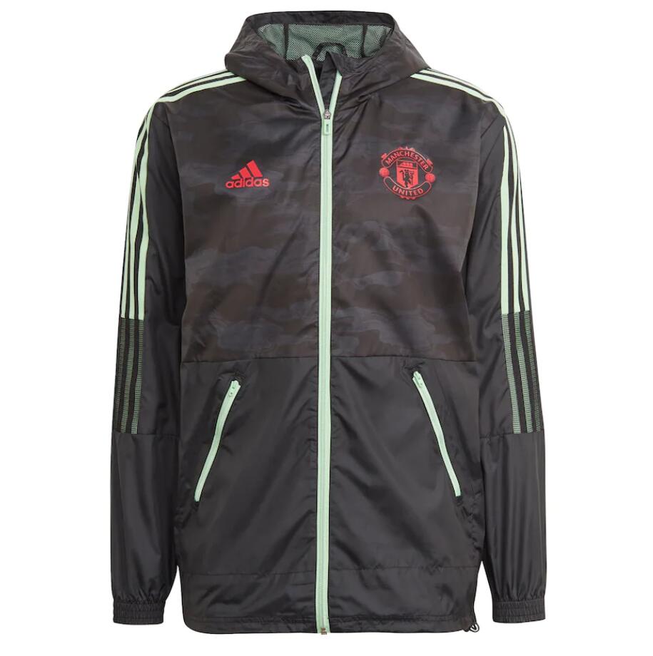 2021/22 Manchester United Black Grey Windbreaker Hoodie Jacket