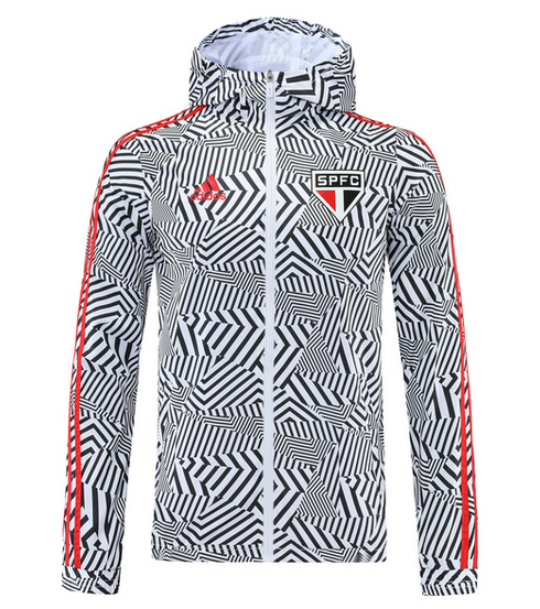 2021/22 Sao Paulo White Black Windbreaker Hoodie Jacket