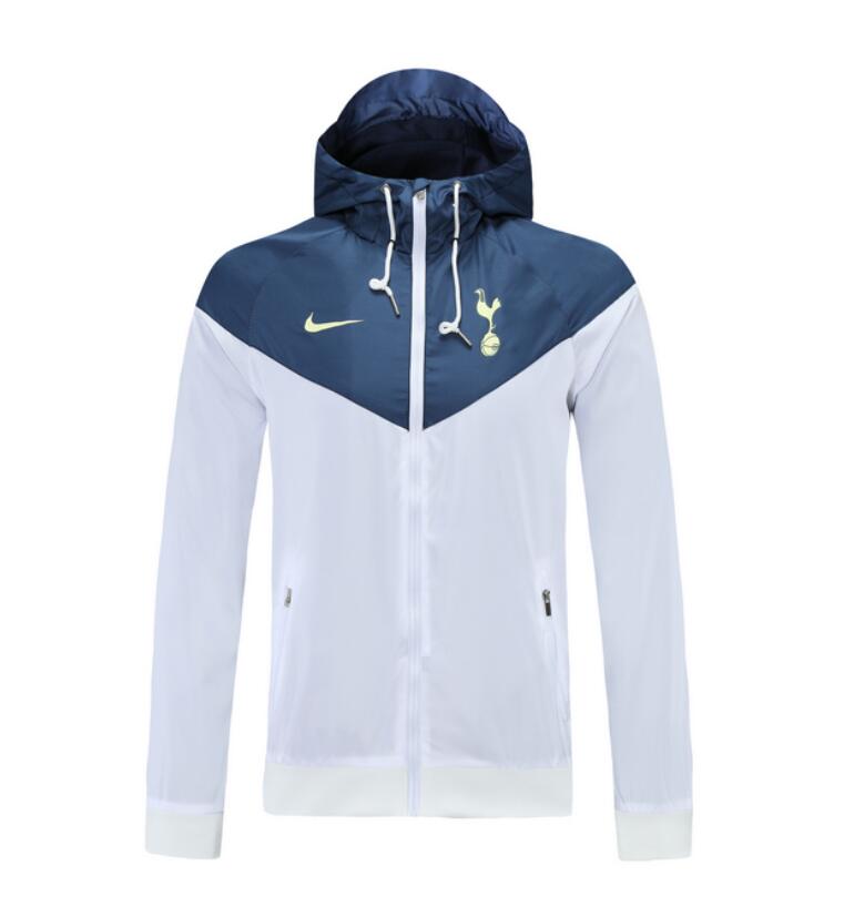 2021/22 Tottenham Hotspur White Navy Windbreaker Hoodie Jacket