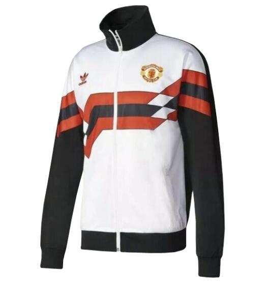 1990 Manchester United Black White Retro Training Jacket