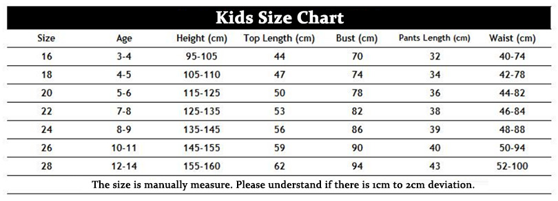 men size chart